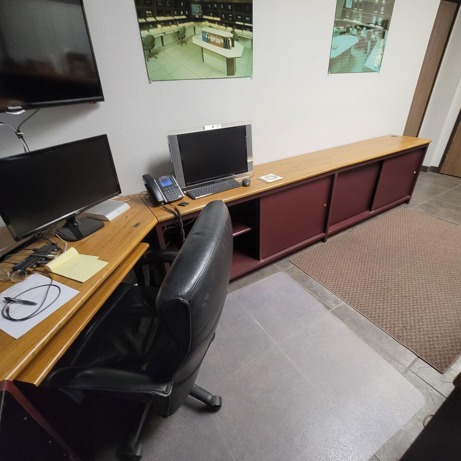 L-SHAPED WORK CENTER, CONSISTING OF: DIAGONAL MOTORIZED SIT/STAND DESK, 10' CREDENZA, SOUND - Image 2 of 2