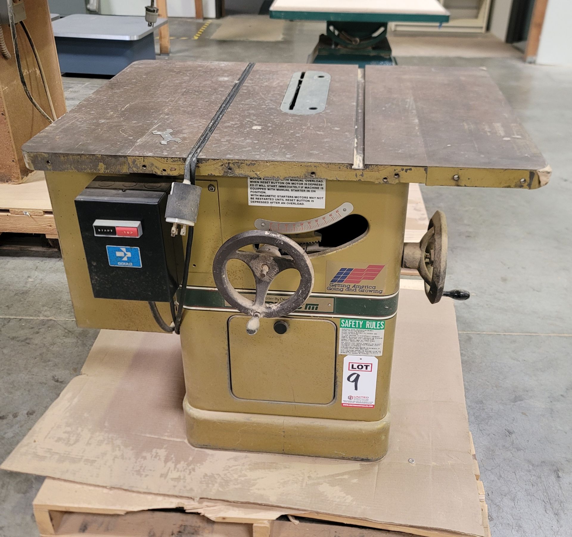 POWERMATIC 10" TABLE SAW, MODEL 66, 2 HP, 230V, 3-PHASE, S/N 84661647, 38" X 28" CAST TABLE
