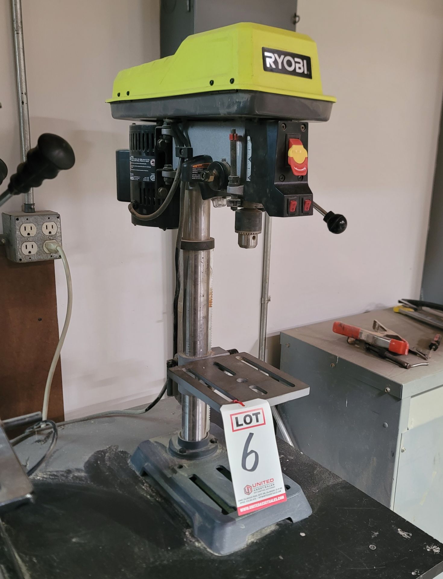 RYOBI 10" BENCHTOP DRILL PRESS, MODEL DP103L, 5-SPEED, W/ EXACTLINE LASER ALIGNMENT SYSTEM, 1/4 HP