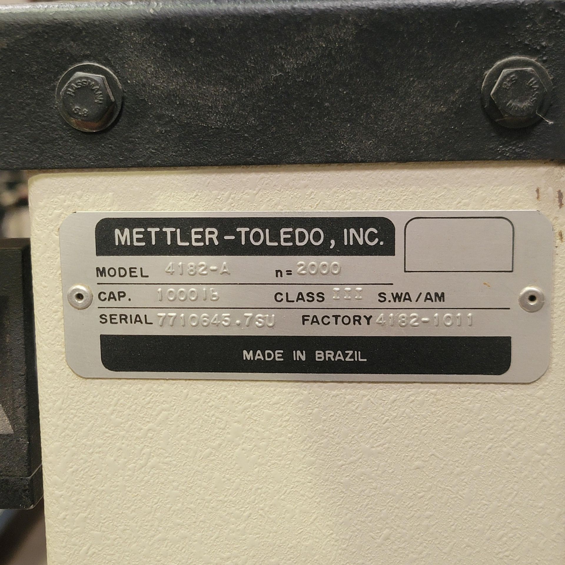 METTLER-TOLEDO PORTABLE BEAM SCALE, MODEL 4182-A, 1,000 LB CAPACITY, 19" X 28" PLATFORM, S/N - Image 3 of 3