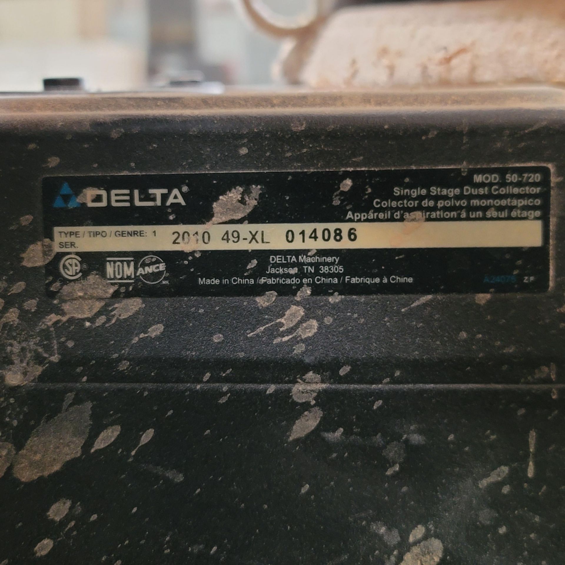 2010 DELTA COMPACT DUST COLLECTOR, MODEL 50-720, 1 HP, 10.8 AMP, 650 CFM, S/N 014086 - Image 3 of 3