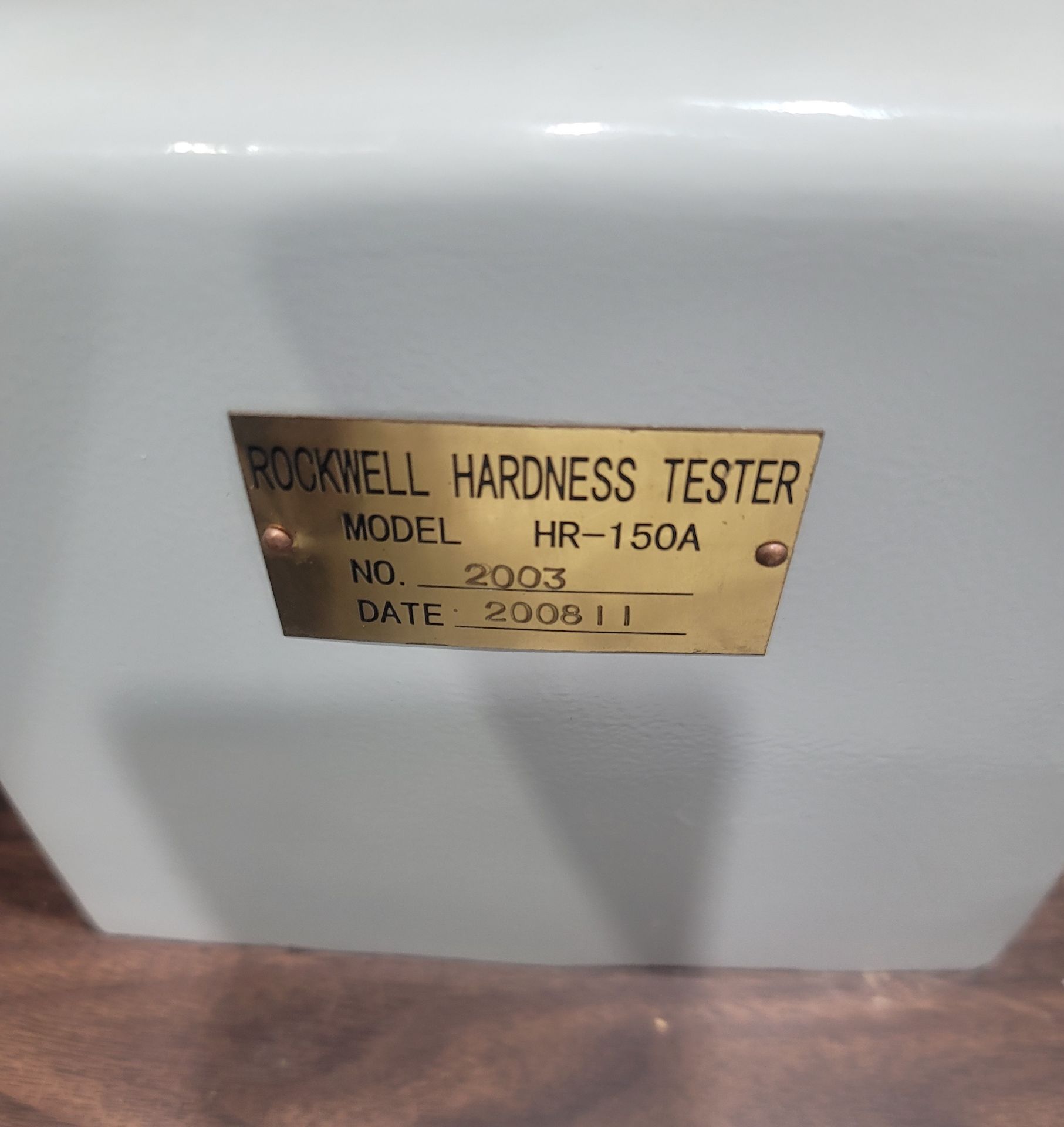 LOT - ROCKWELL HARDNESS TESTER, MODEL HR-150A, W/ TEST KIT, (ATTACHED THROUGH TABLE WHICH IS - Image 2 of 3