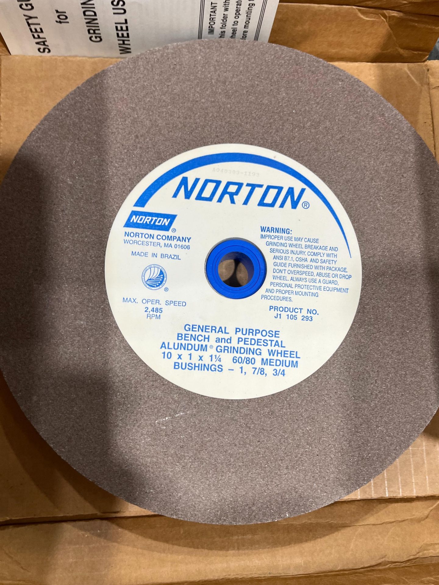 LOT - (2) GRINDING WHEELS, 10" X 1" X 1-1/2" - Image 2 of 2