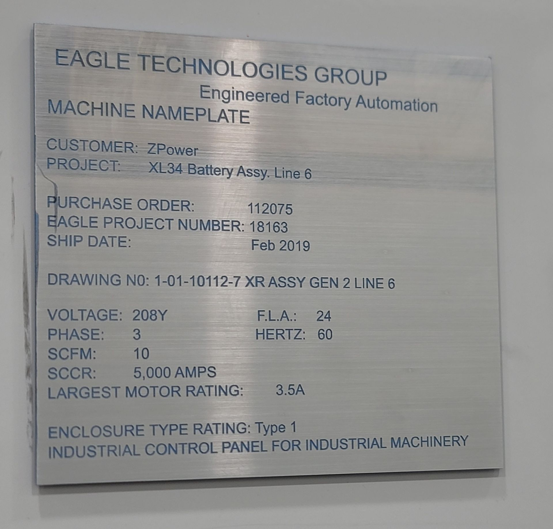 EAGLE TECHNOLOGIES INDUSTRIAL CONTROL PANEL FOR INDUSTRIAL MACHINERY - Image 4 of 4