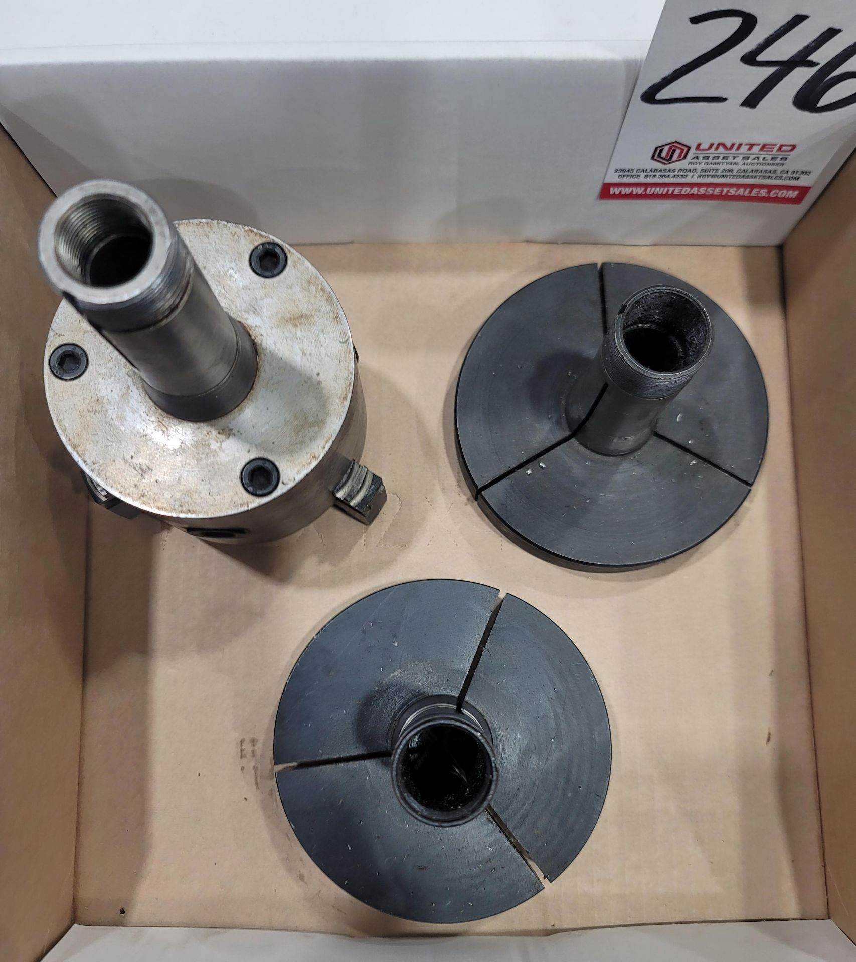 LOT - (1) 4" 3-JAW 5C COLLET CHUCK, (2) 5" 5C STEP COLLETS