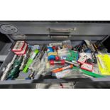 HUOT 3-DRAWER CABINET, W/ CONTENTS: ASSORTED END MILLS AND SPECIAL CUTTERS