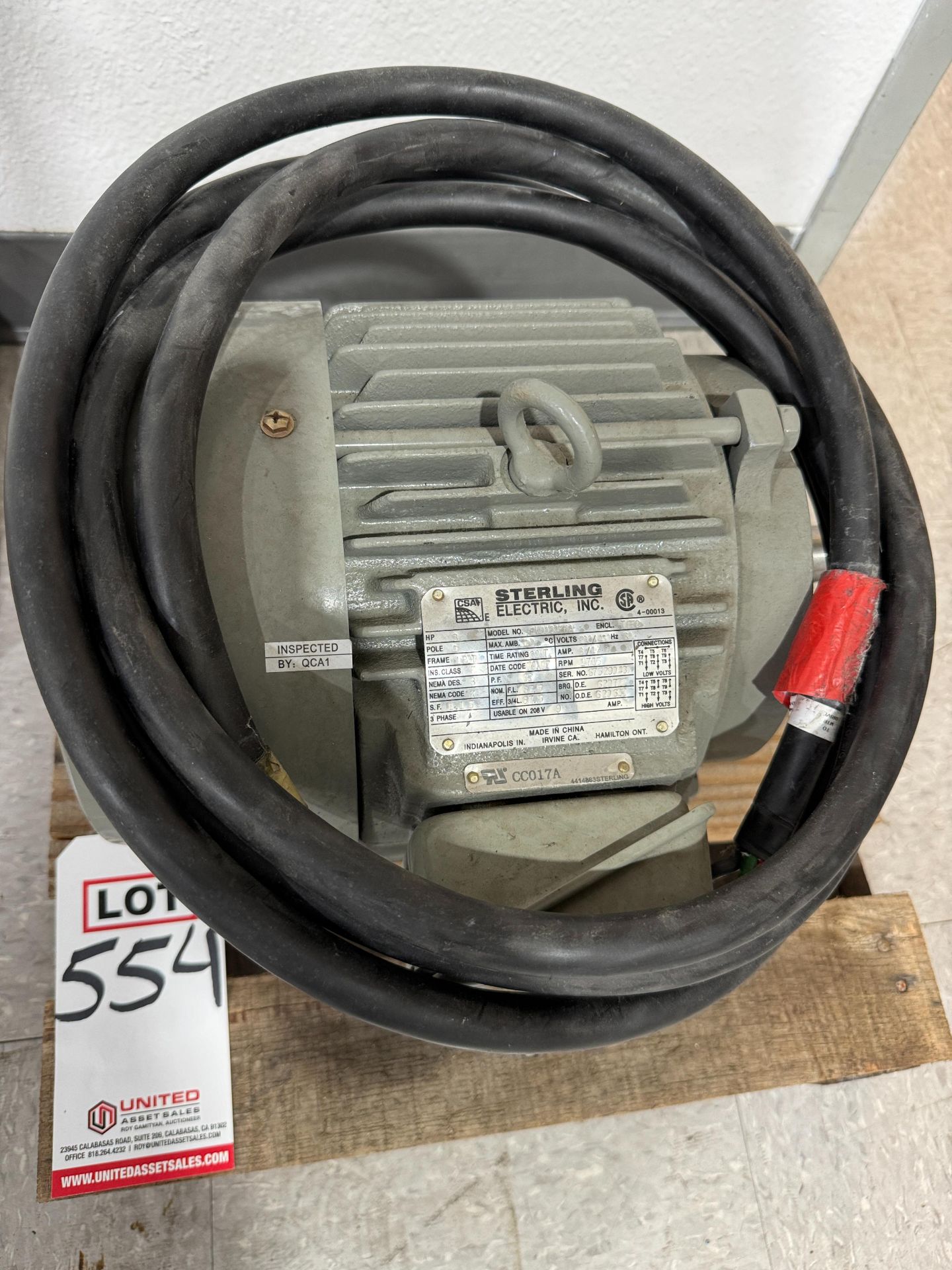 STERLING ELECTRIC 3 HP ELECTRIC MOTOR, MODEL EW0034FFA, 230/460V, CONT. DUTY, 1735 RPM