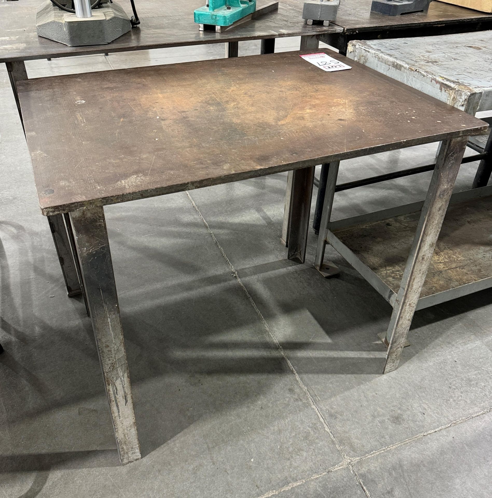 STEEL WELDING TABLE W/ 35" X 26" X 5/8" THICK TOP, 30-1/2" HT