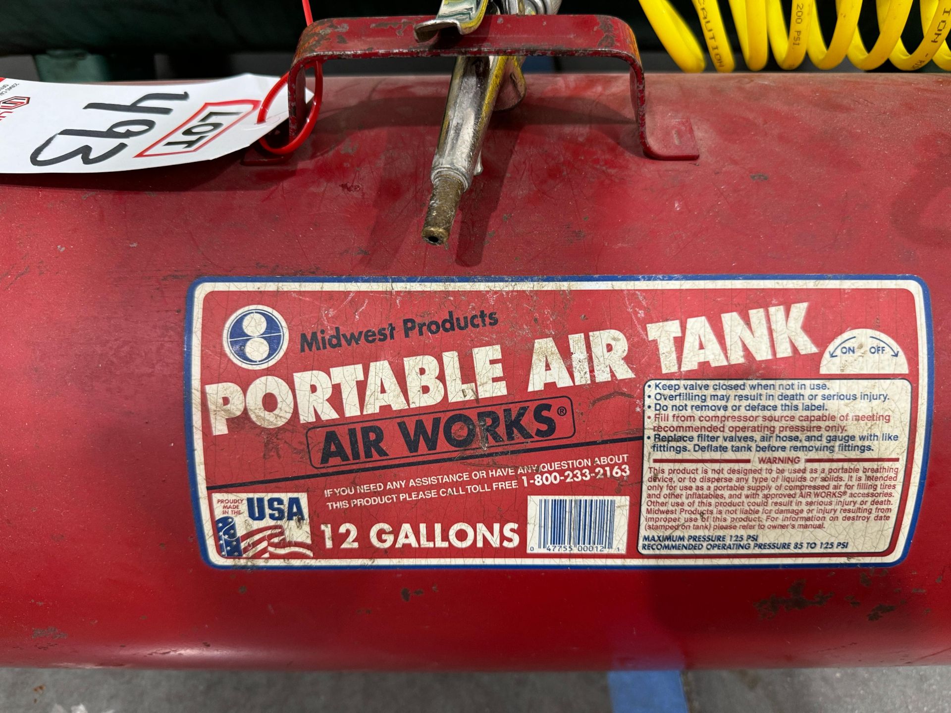 MIDWEST PRODUCTS PORTABLE AIR TANK, 12-GALLON - Image 2 of 2