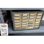 LOT - ELECTRONIC RESISTORS IN 24-DRAWER CABINET