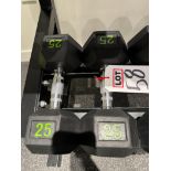 LOT - (2) 25 LB DUMBBELLS, (NOTE: SOLD SUBJECT TO BULK BID FOR ENTIRE FACILITY - SEE LOT 382)