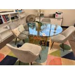 LOT - ROUND GLASS TOP TABLE AND (4) CHAIRS