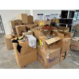 LOT - BOXES OF REMNANTS OF LEATHER, SUEDE, INSOLES AND RELATED ITEMS