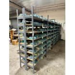 LOT - (10) SECTIONS OF ULINE METAL SHELVING, TEARDROP STYLE, CONTENTS NOT INCLUDED, (DELAYED PICKUP