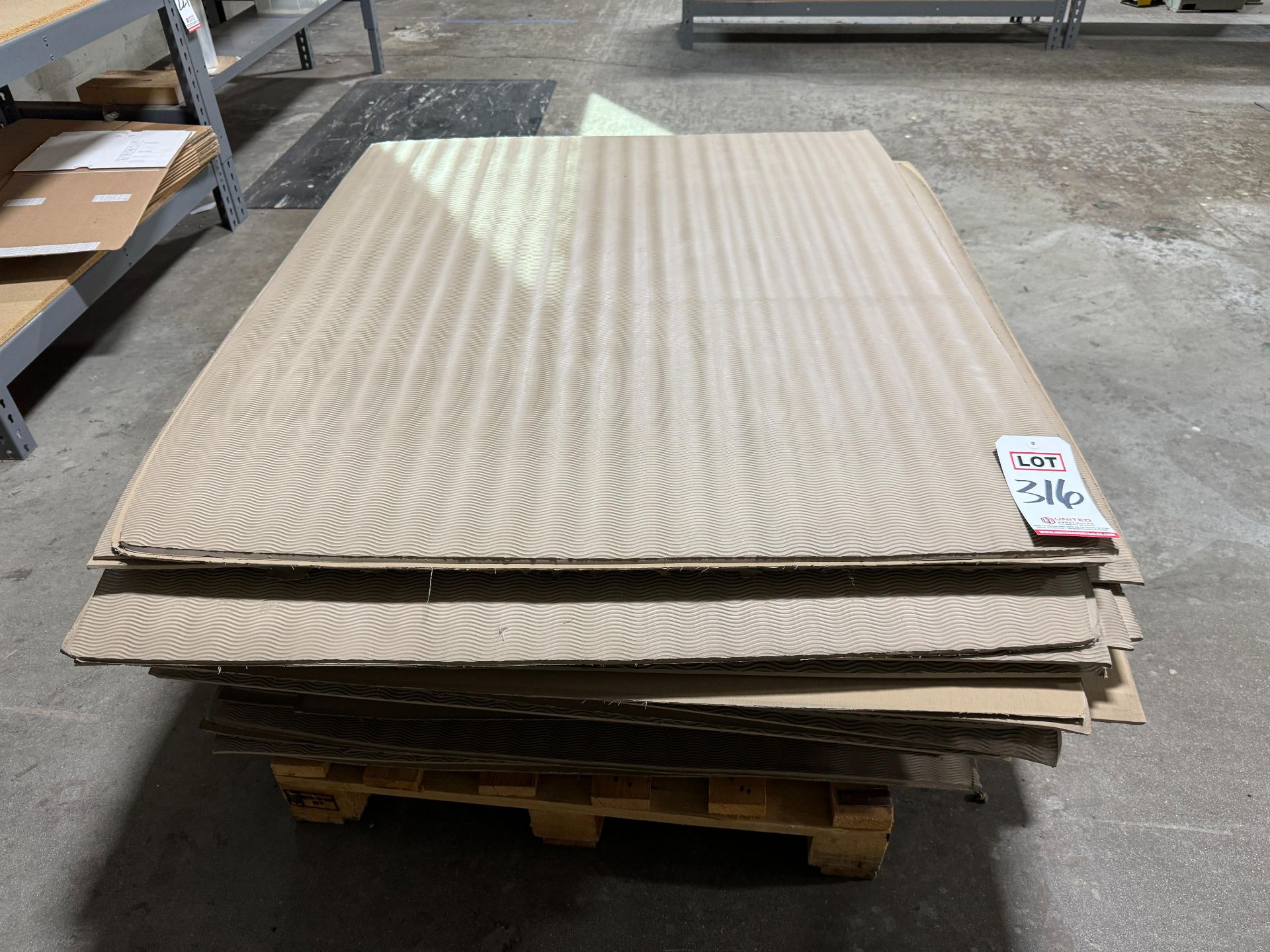 LOT - PALLET OF SOLE MATERIAL SHEETS, 48" X 40"