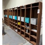 LOT - BROWN WOOD SHELVING UNITS