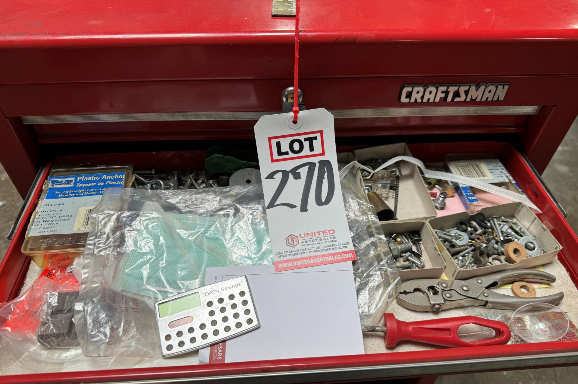 CRAFTSMAN TOP & BOTTOM TOOL BOX, W/ CONTENTS - Image 3 of 9