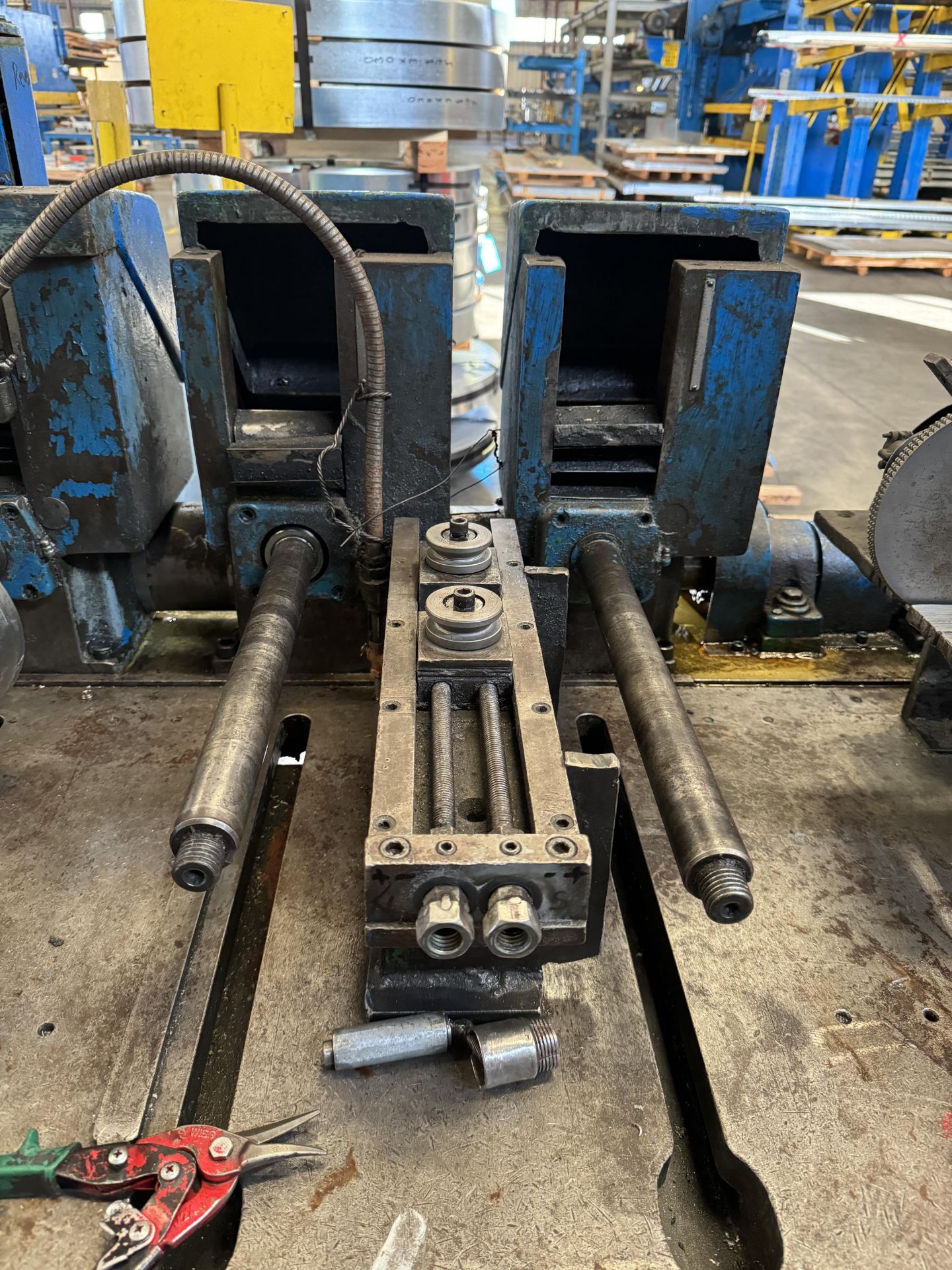 YODER ACCESSORY ROLL FORMING LINE, INLINE CUTOFF, DOUBLE END UNCOILER, 10 STAND, CUTOFF TOOLED FOR - Image 23 of 33