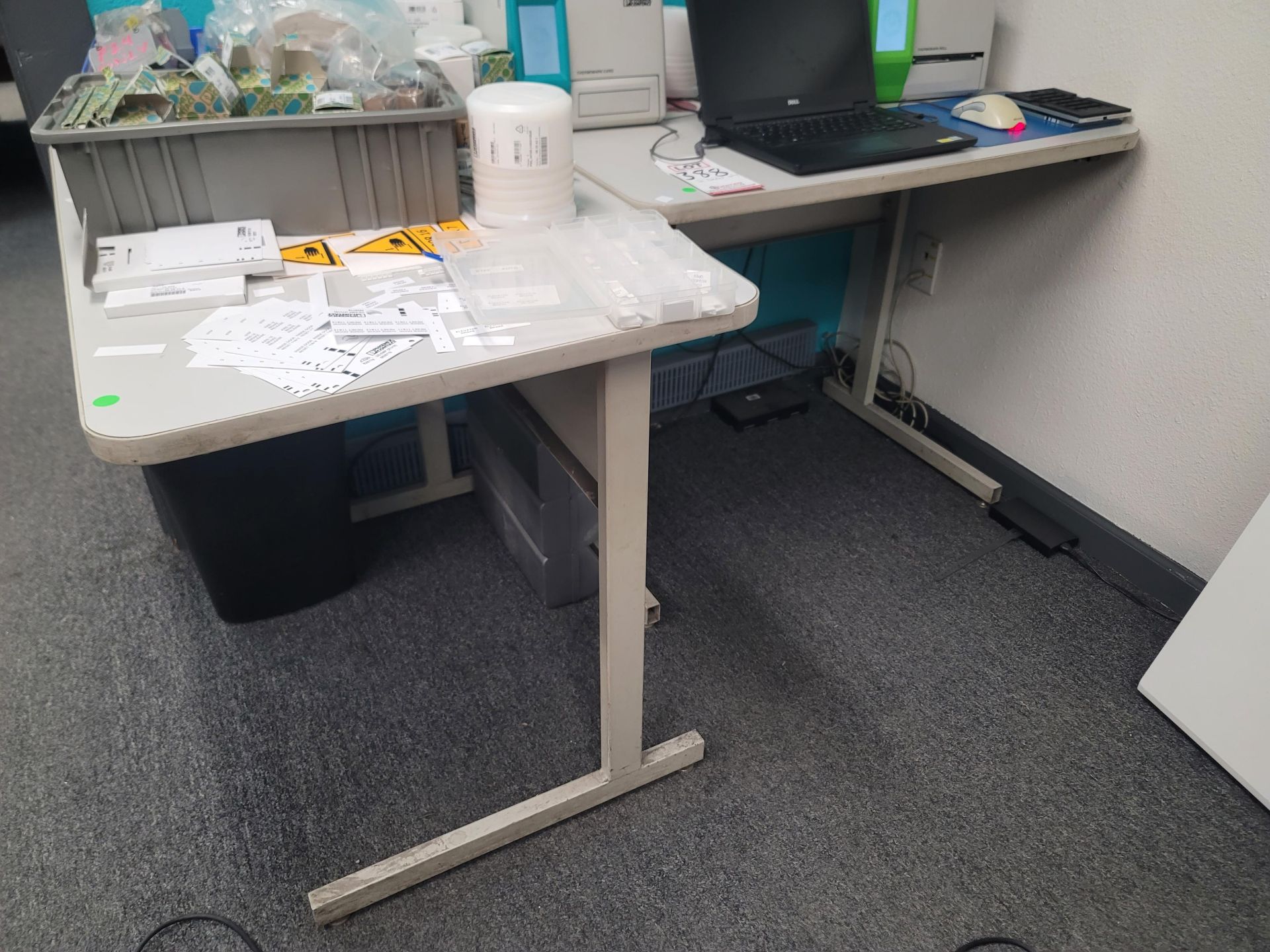 LOT - (2) OFFICE TABLES, 3' X 2' EACH, CONTENTS NOT INCLUDED