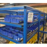 LOT - BLUE PLASTIC STORAGE BINS, STACKABLE