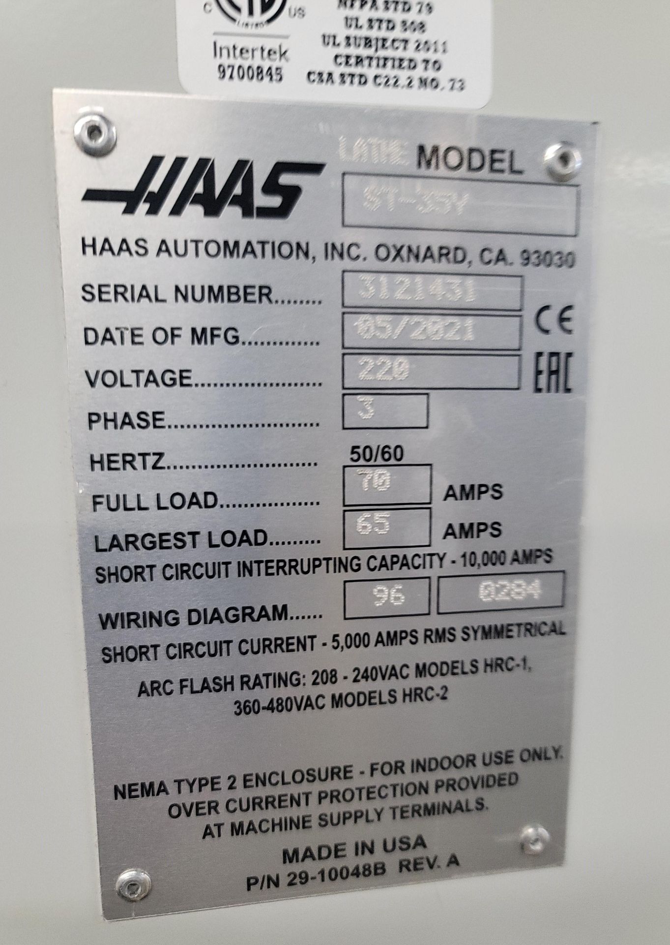 2021 HAAS ST-35Y CNC TURNING CENTER, LIVE MILLING, 12" CHUCK, MAX PART SWING 21" - Image 20 of 21