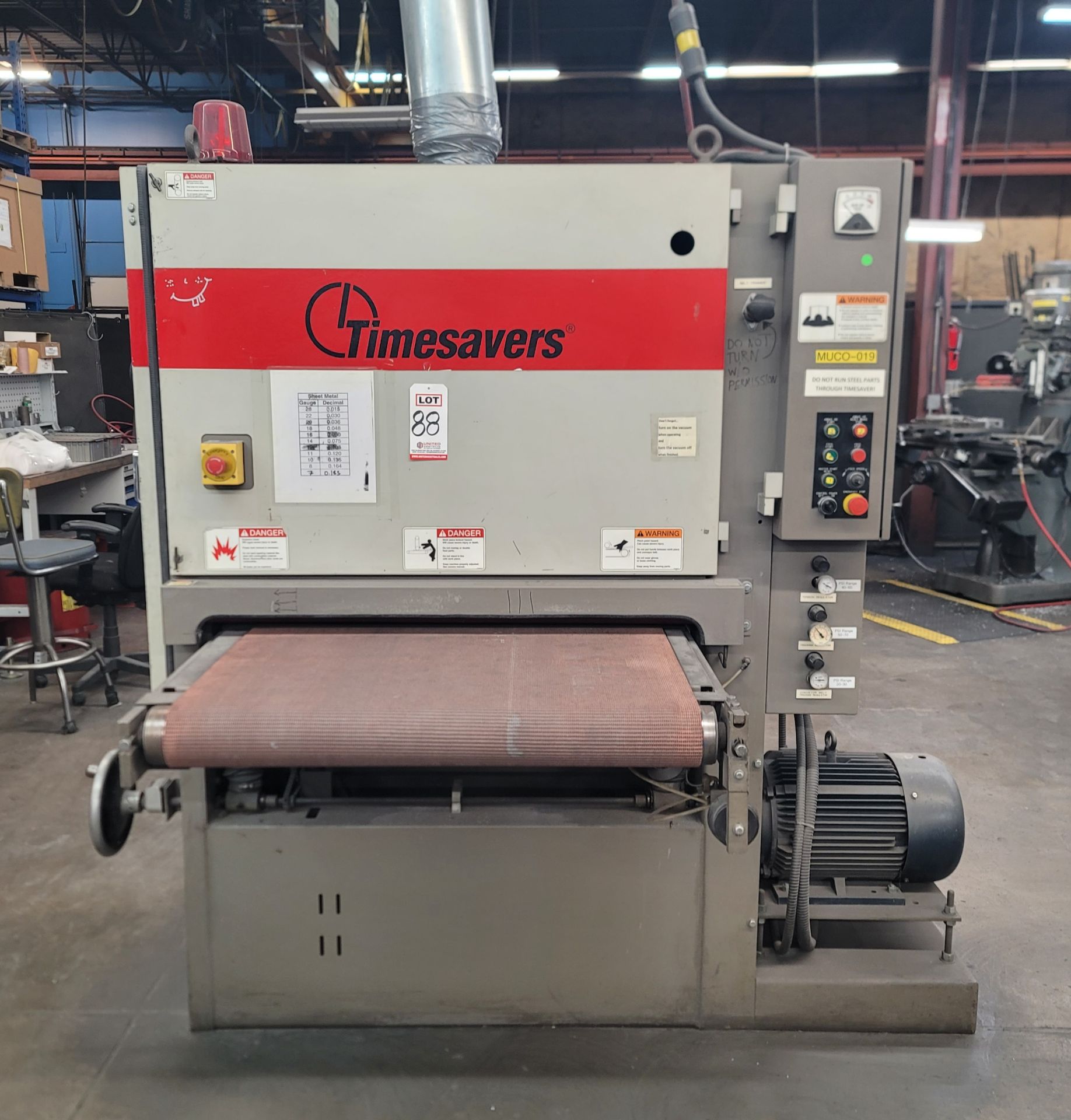 TIMESAVERS 37" BELT SANDER, MODEL 137-1HPM, S/N 26850M