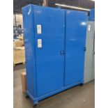 HEAVY DUTY 2-DOOR CABINET ON CASTERS, 61" X 16" X 80" HT, CONTENTS NOT INCLUDED