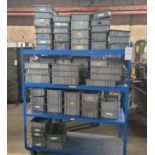 LOT - GRAY PLASTIC PARTS BINS, STACKABLE, RACK NOT INCLUDED