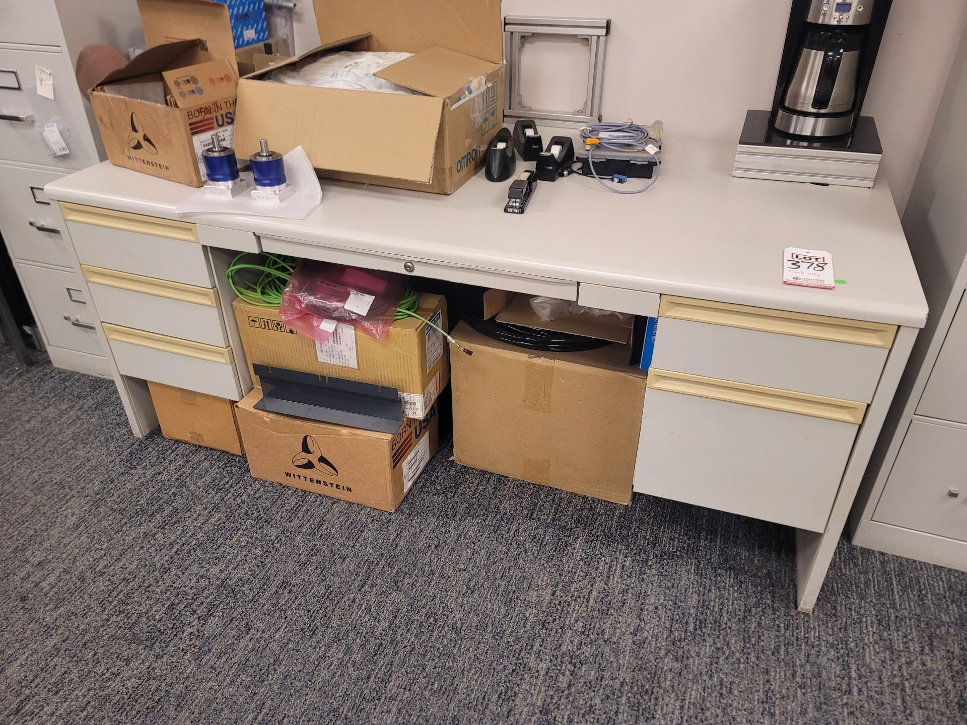 OFFICE DESK, 6' X 3', CONTENTS NOT INCLUDED