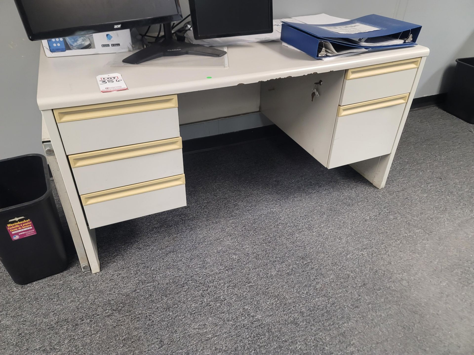 OFFICE DESK, 5' X 30", CONTENTS NOT INCLUDED