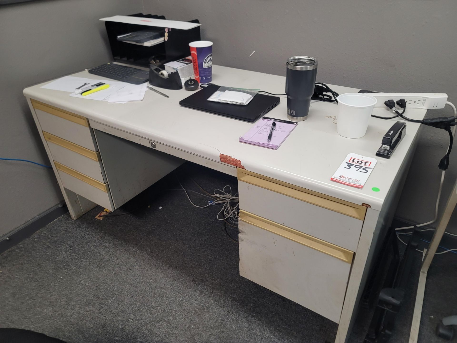 OFFICE DESK, 5' X 30", CONTENTS NOT INCLUDED