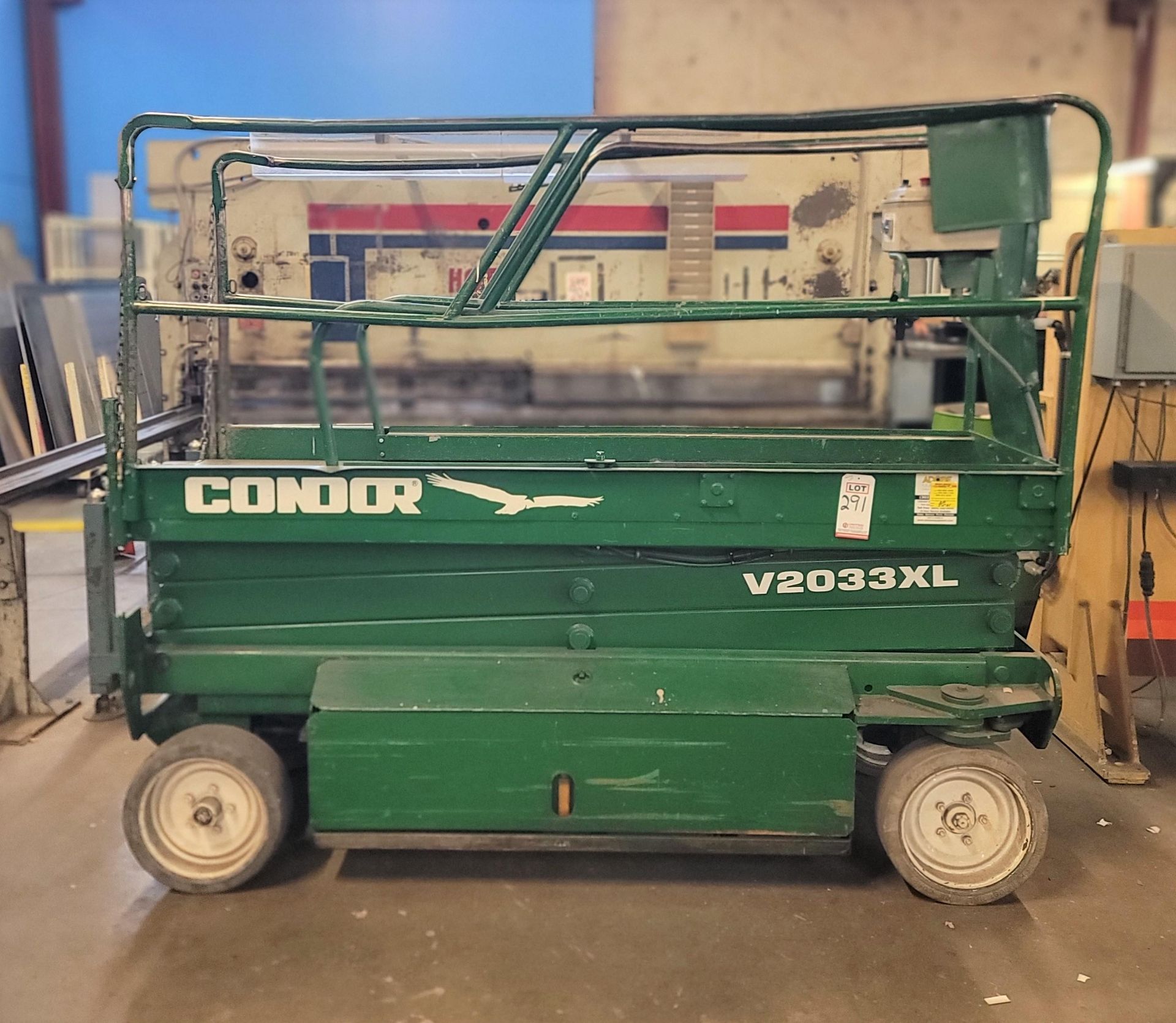 CONDOR SCISSOR LIFT, 2-MAN AERIAL WORK PLATFORM, MODEL V2033XL, S/N X93596427, ELECTRIC, PLATFORM