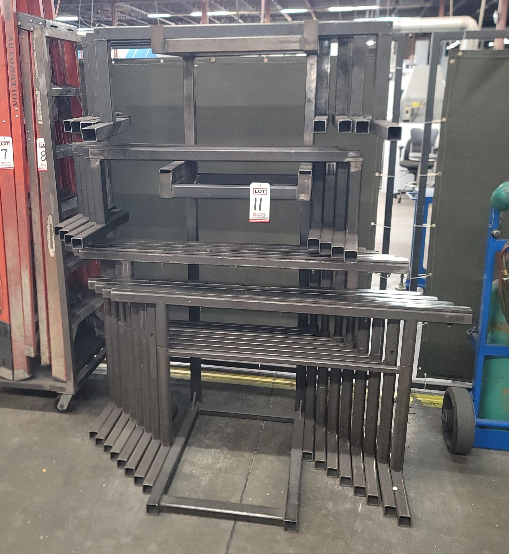 LOT - MATERIAL STANDS, W/ CANTILEVER RACK