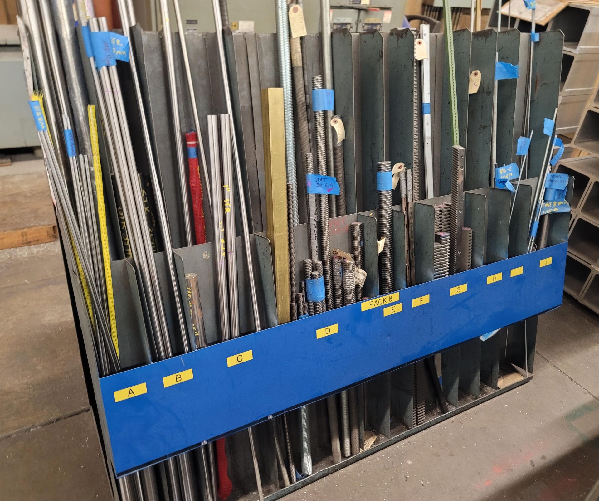 VERTICAL MATERIAL RACK, 5' X 22" X 46" HT, CONTENTS NOT INCLUDED, (DELAYED PICKUP UNTIL TUESDAY, APR