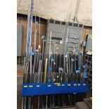 LOT - CONTENTS ONLY OF RACK: ASSORTED METAL ROUNDS, THREADED ROD, ETC.