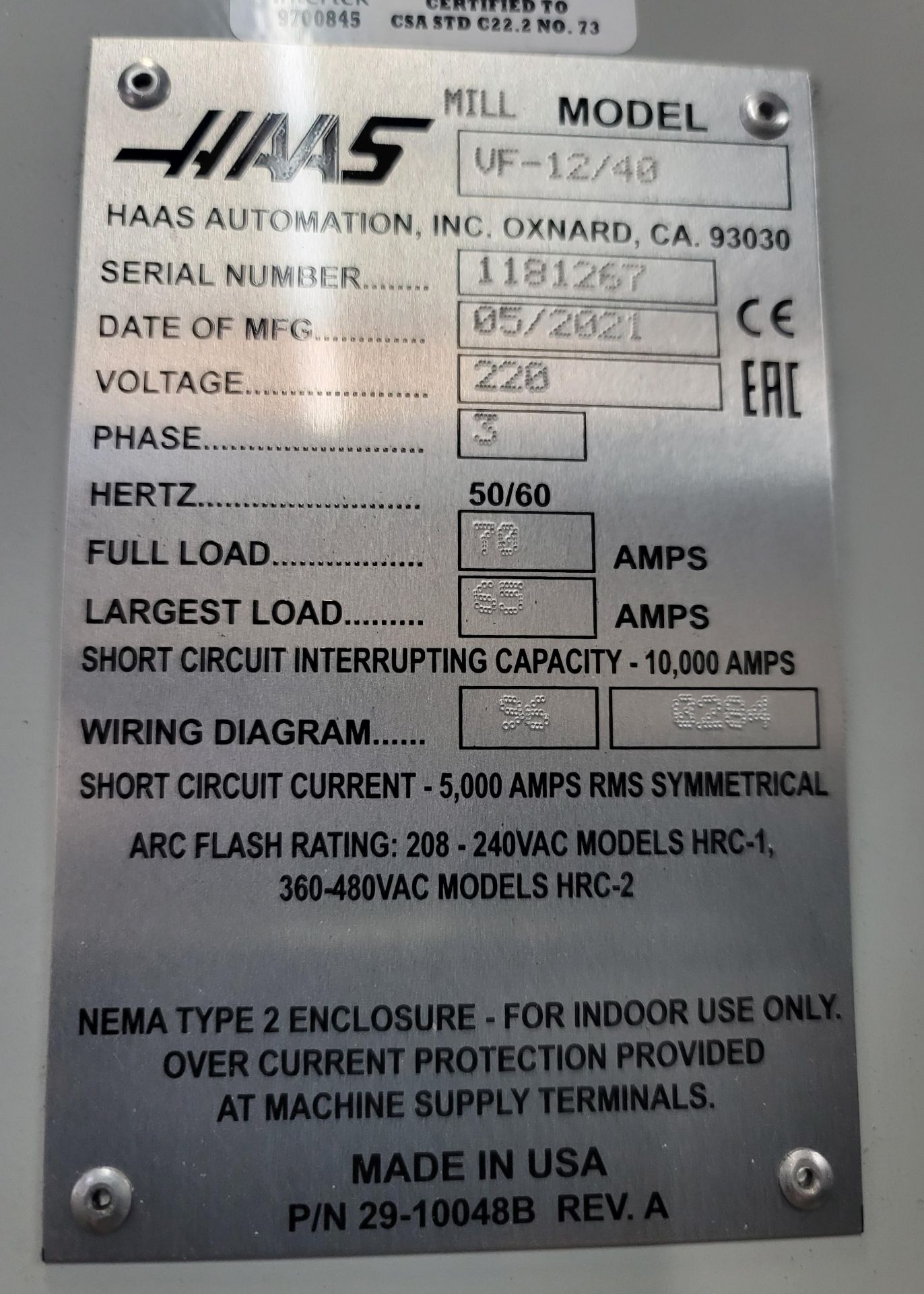 2021 HAAS VF-12/40 VERTICAL MACHINING CENTER, XYZ TRAVELS: 150" X 32" X 30", 150" X 28" TABLE, - Image 27 of 27