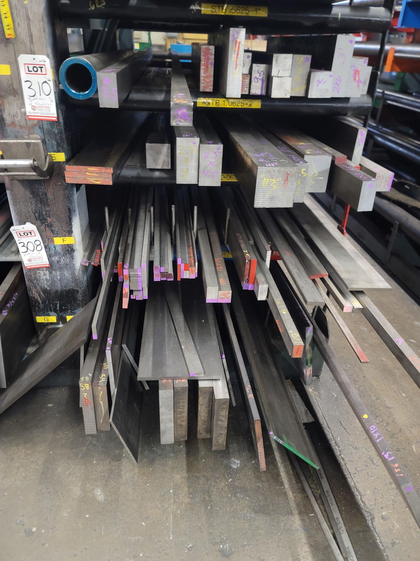 LOT - CONTENTS ONLY OF (4) SHELVES: STEEL MATERIAL