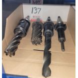 LOT - (4) CAT 40 TOOL HOLDERS, W/ TOOLS