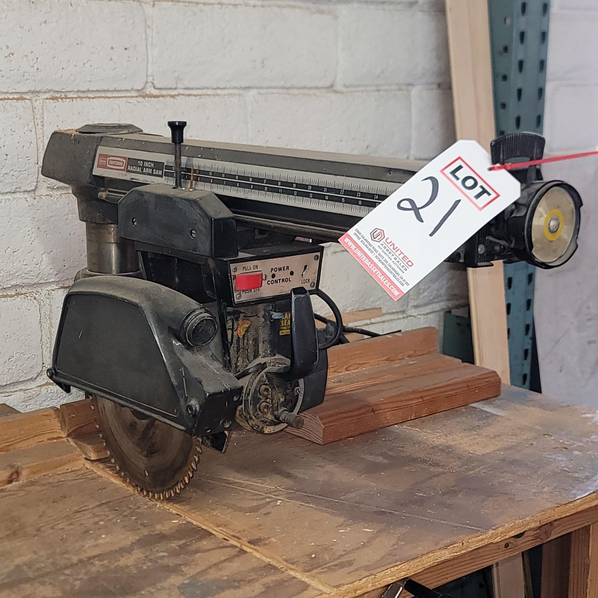 SEARS CRAFTSMAN 10" RADIAL ARM SAW, W/ BENCH AND MULTIPLE BLADES - Image 2 of 4