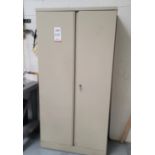 2-DOOR STORAGE CABINET W/ KEY, 3' X 18" X 6' HT, EMPTY