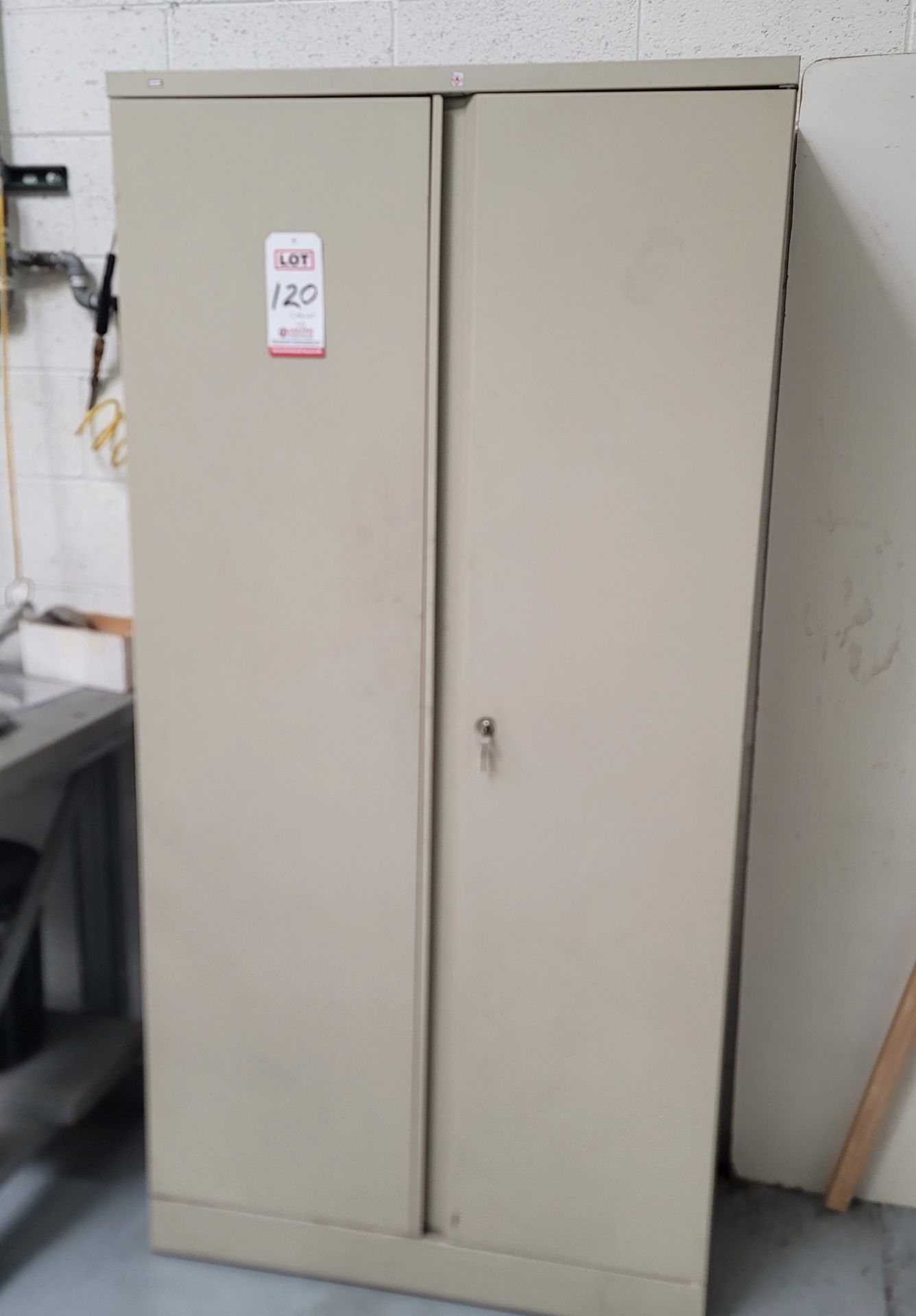 2-DOOR STORAGE CABINET W/ KEY, 3' X 18" X 6' HT, EMPTY