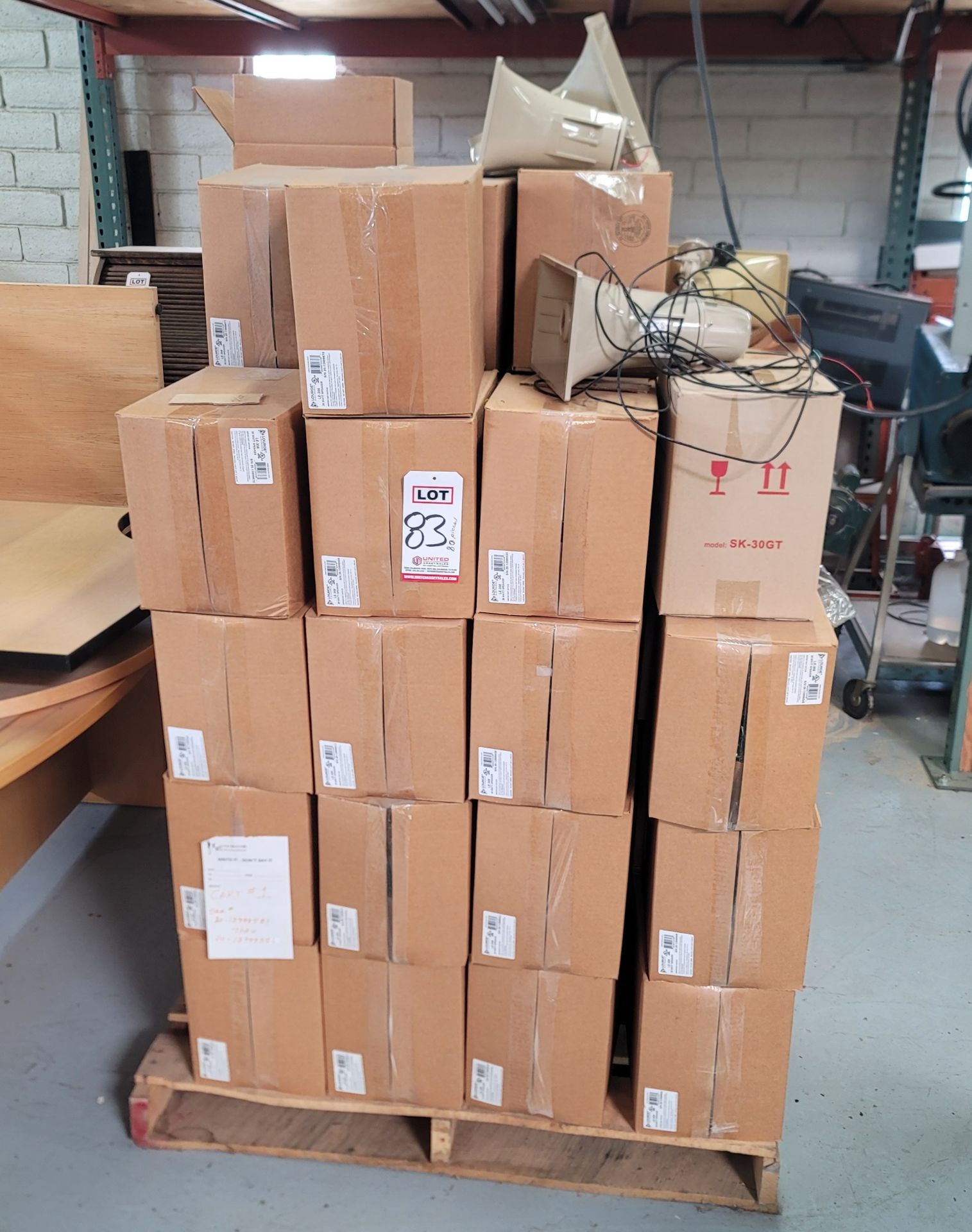 LOT - PALLET OF LOUROE LE-308 30-WATT SPEAKERS, NOTE: THESE ALL HAVE UNKNOWN DEFECTS & DID NOT