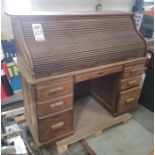 OAK ROLL-TOP DESK, 56" X 26", BY THE BARN FURNITURE, VAN NUYS