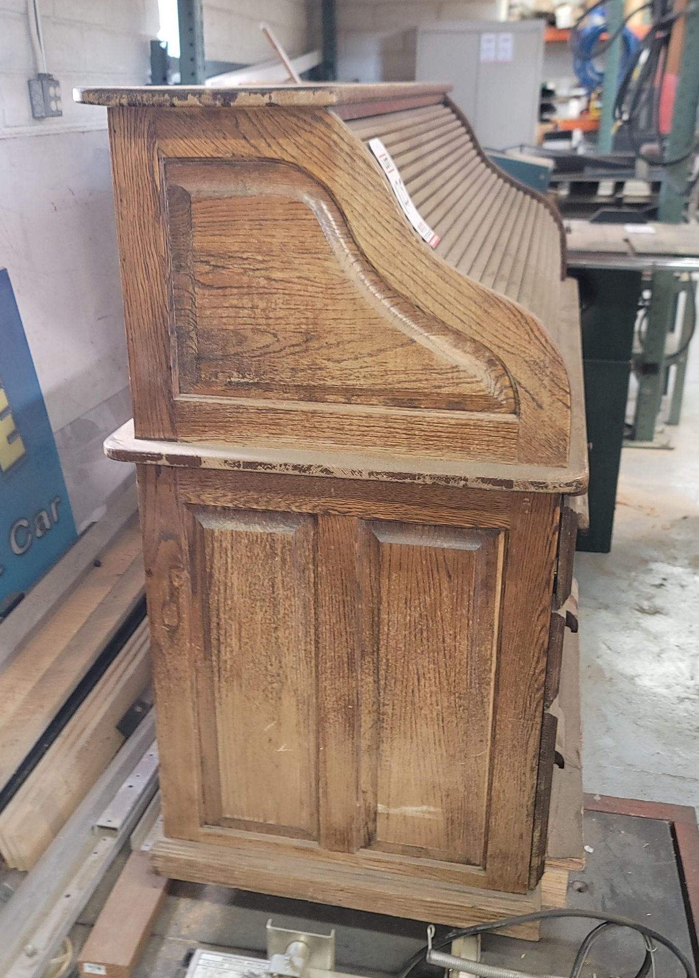 OAK ROLL-TOP DESK, 56" X 26", BY THE BARN FURNITURE, VAN NUYS - Image 2 of 3