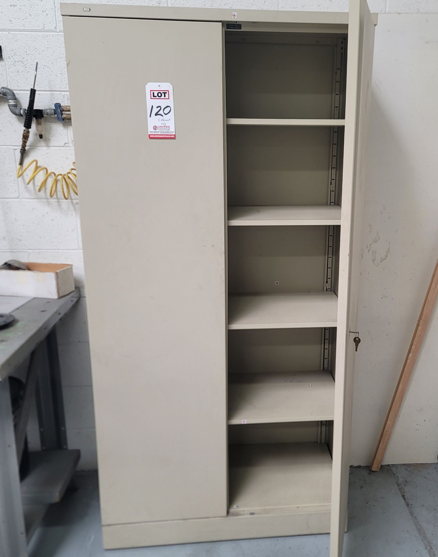 2-DOOR STORAGE CABINET W/ KEY, 3' X 18" X 6' HT, EMPTY - Image 2 of 2