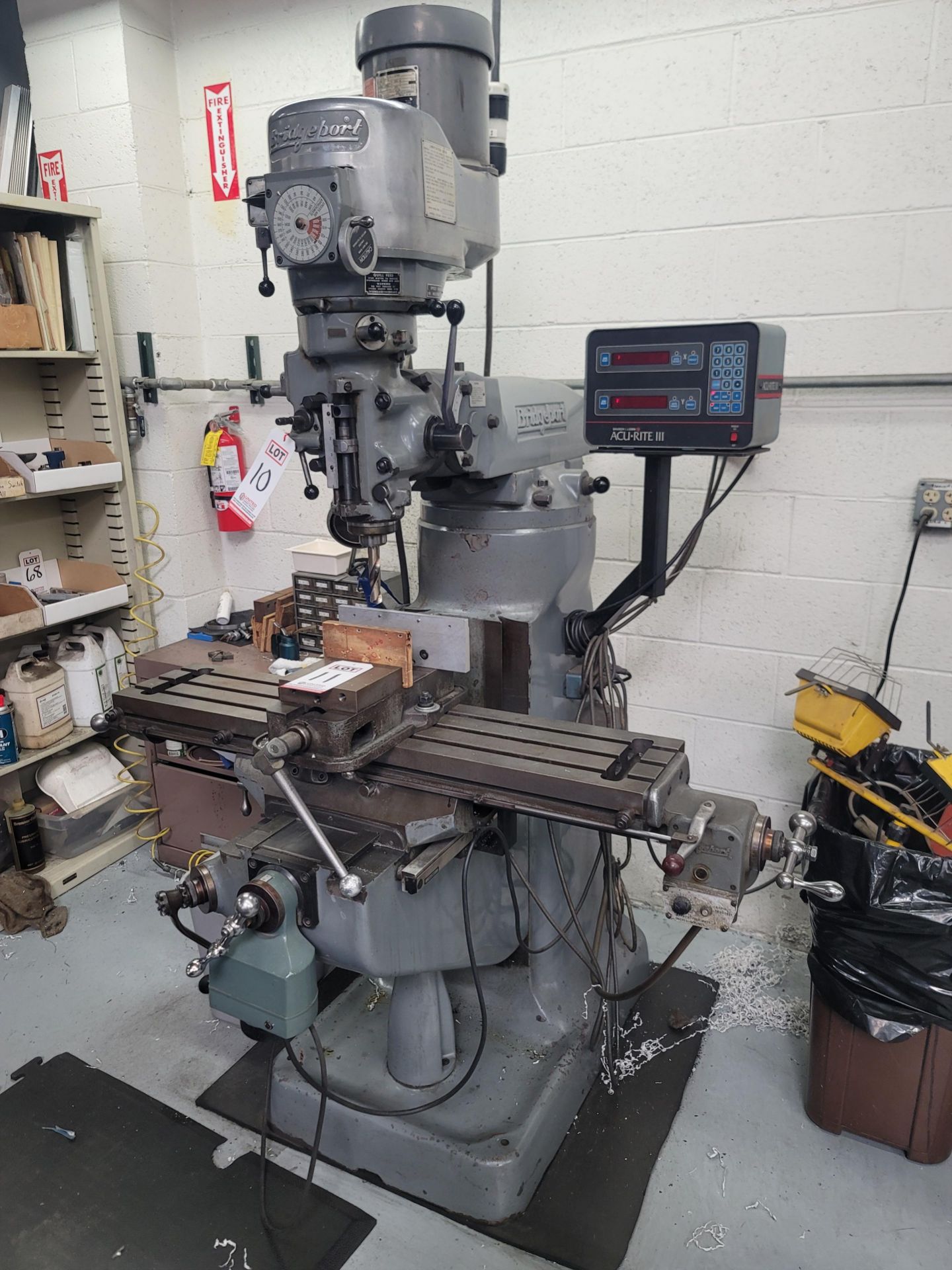 BRIDGEPORT VERTICAL MILL, 9" X 42" TABLE, POWER FEED, ACU-RITE III DRO, S/N 12/BR152331, J-HEAD S/ - Image 2 of 7