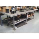 WORKBENCH W/ 10' X 3' PLYWOOD TOP, CONTENTS NOT INCLUDED