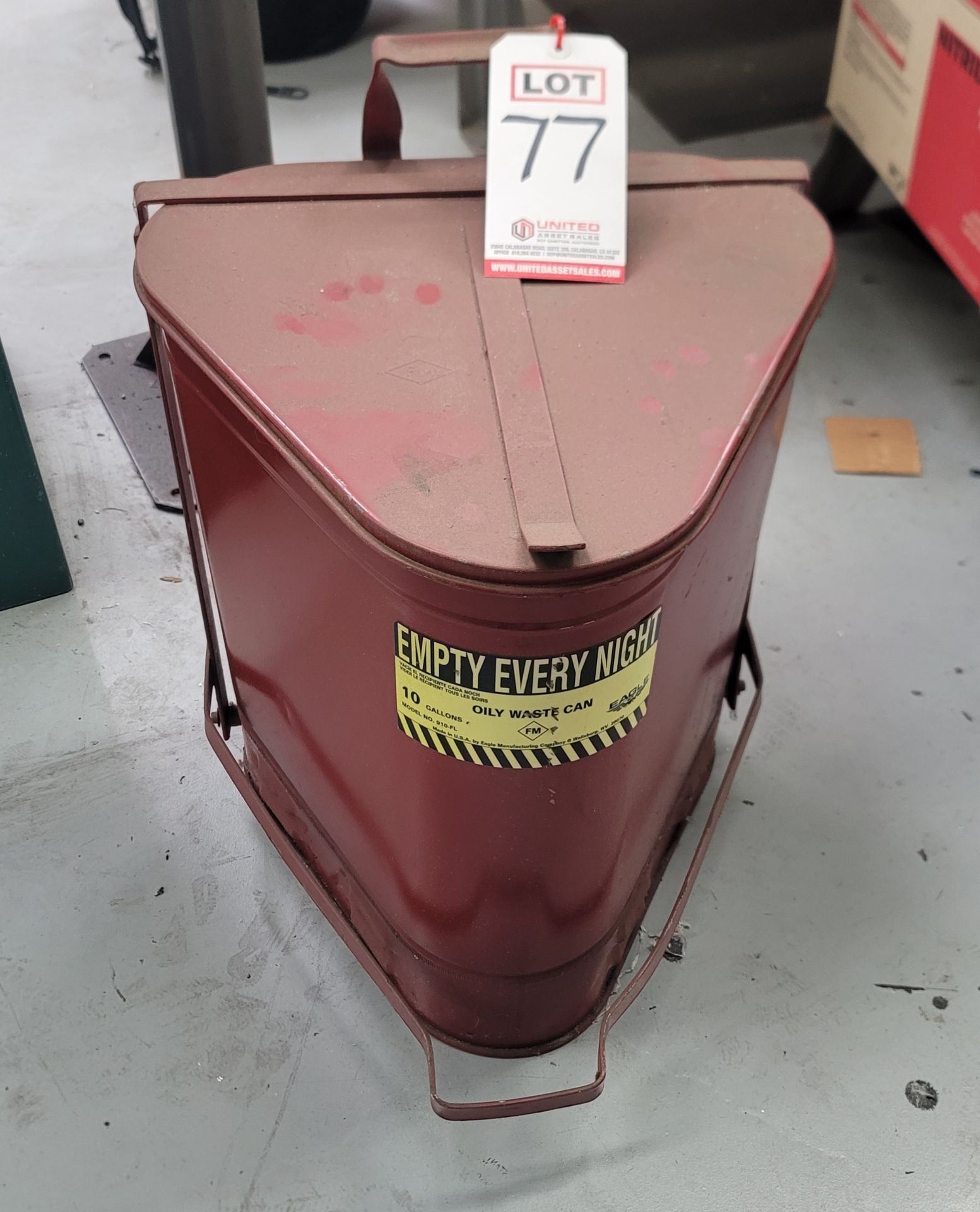 EAGLE OILY WASTE CAN, MODEL 910-FL, 10 GALLON CAPACITY