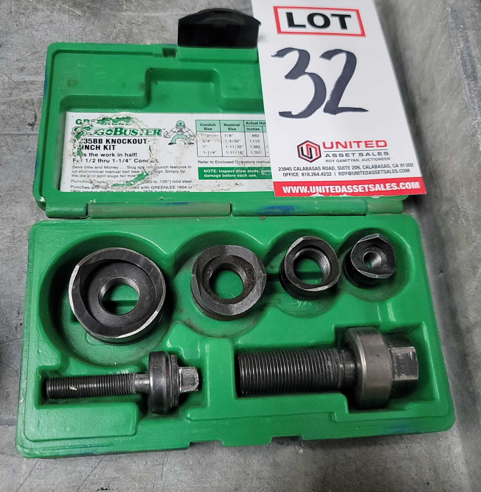 GREENLEE 235BB KNOCKOUT PUNCH KIT, FOR 1/2" THRU 1-1/4" CONDUIT