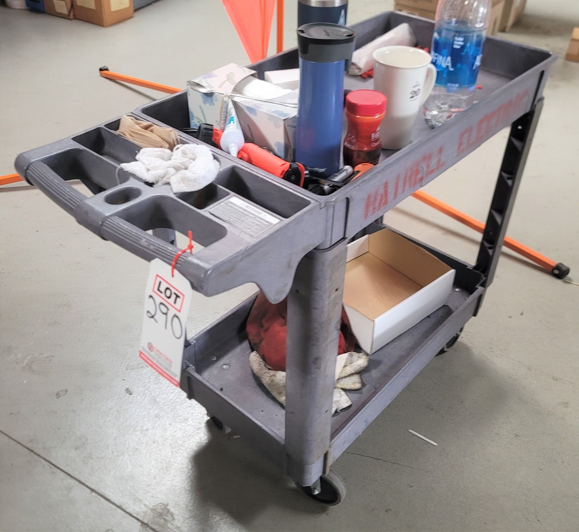 PLASTIC SHOP CART, 17" X 32", CONTENTS NOT INCLUDED